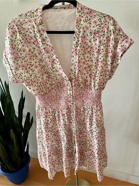 Alice + Olivia Floral Smocked Waist Mini Dress
